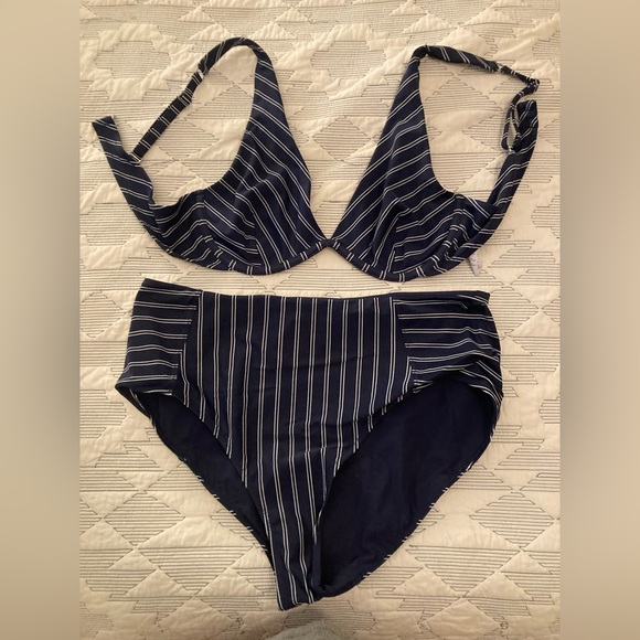 Navy French Stripe High Waisted Bikini by Athleta - Picture 2 of 6